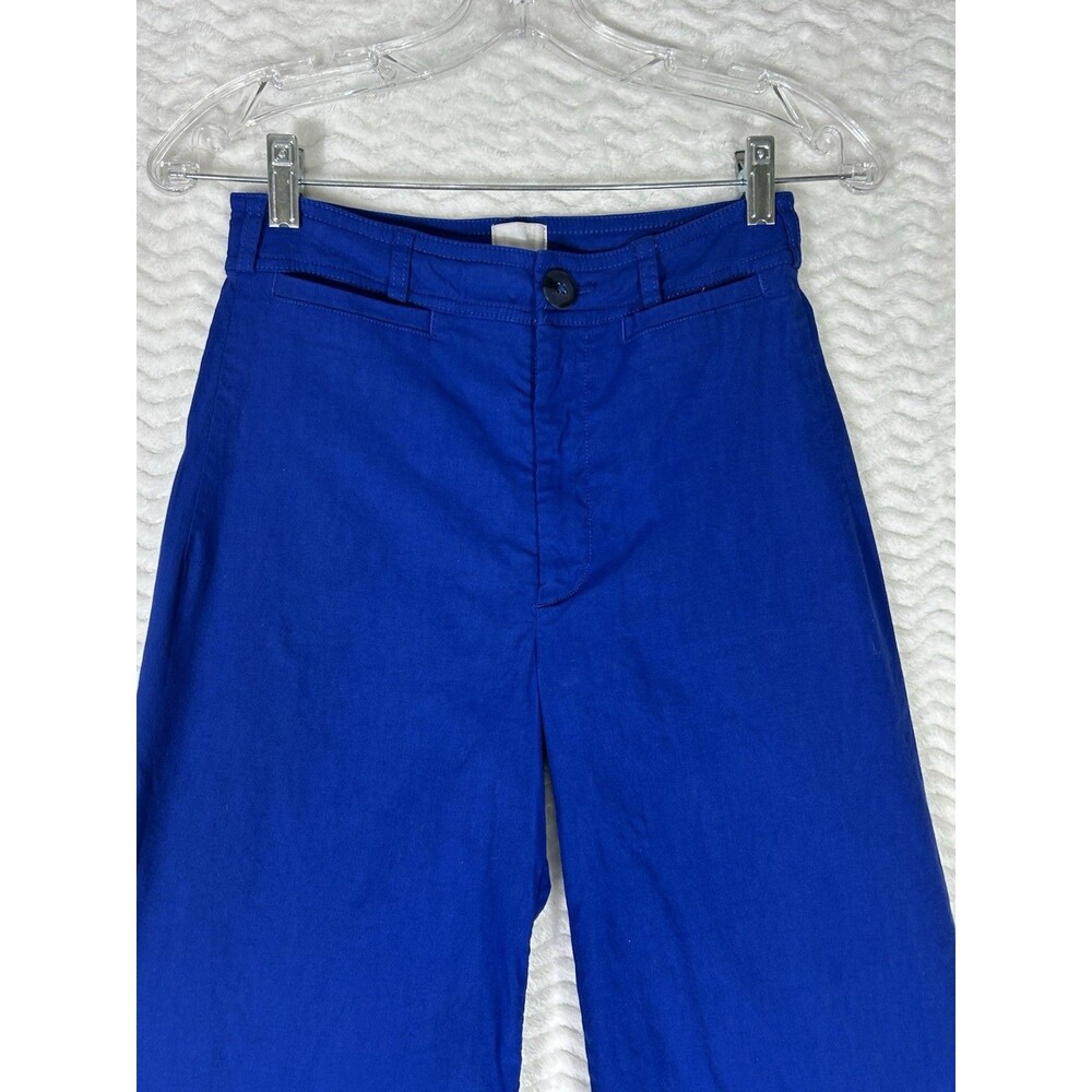 Maeve Pants Womens 27 Blue Linen Cropped Wide Leg Zip Pockets Relaxed Fit Ettie‎ - Picture 3 of 10